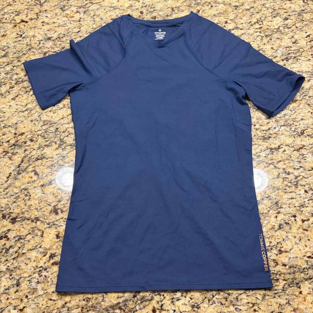 Tommie Copper Mens Core Znergy Compression Shirt Navy Blue Large Short Sleeve ws